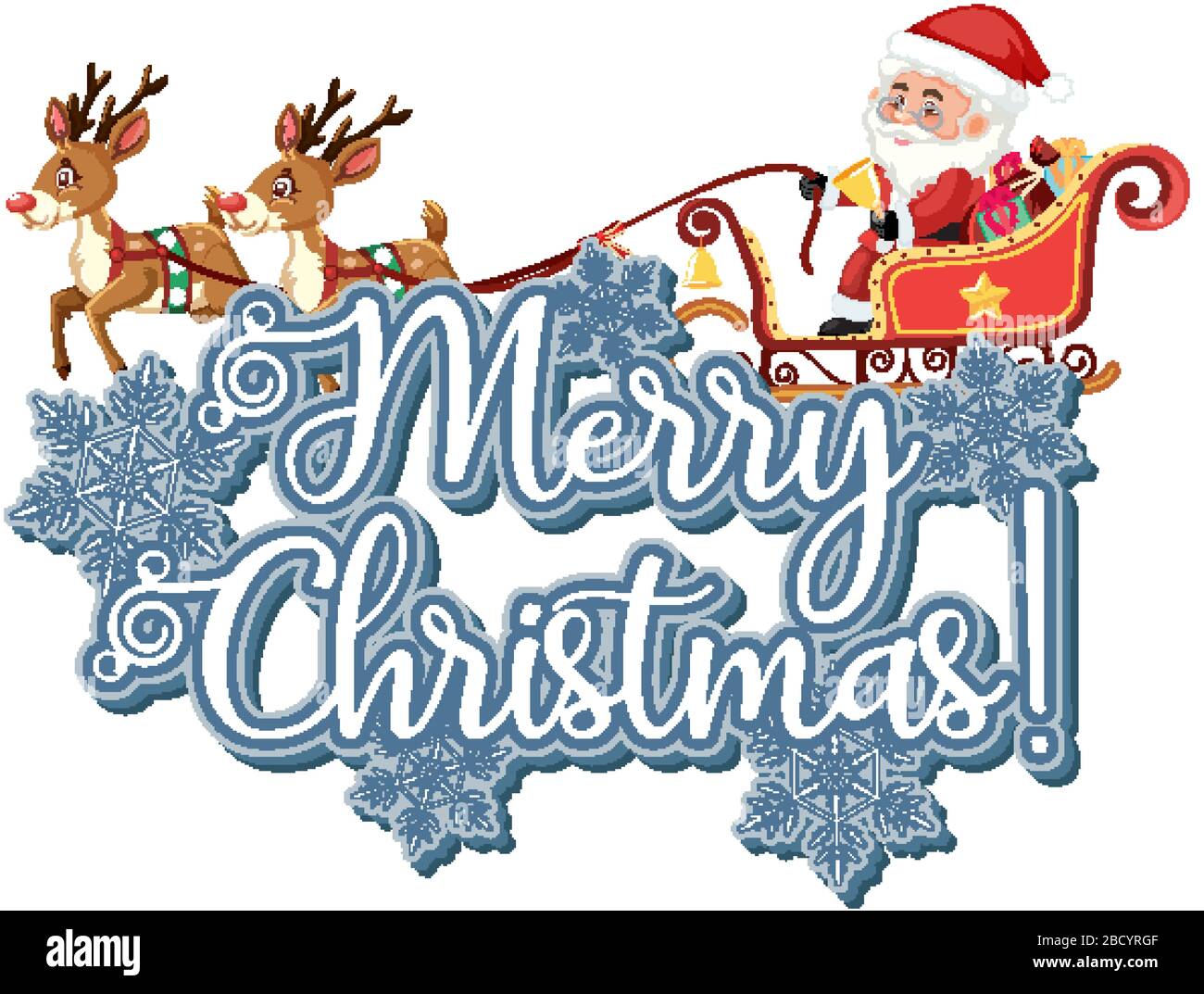 Font design template for merry christmas with Santa and reindeers ...