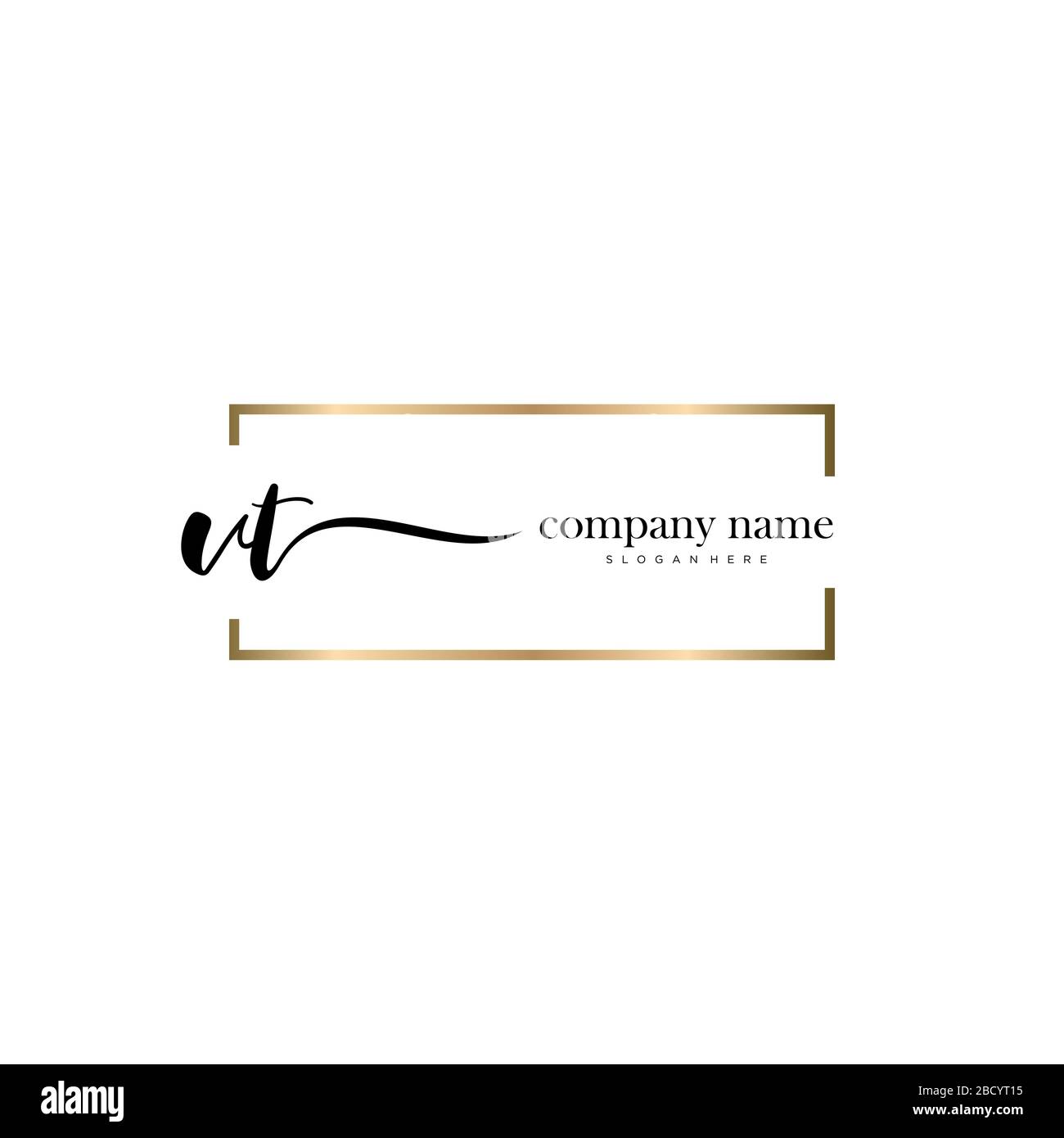 VT Initial Letter handwriting logo hand drawn template vector, logo for beauty, cosmetics, wedding, fashion and business Stock Vector