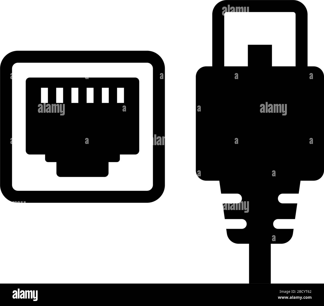 Lan cable and connector (plug) vector icon illustration Stock Vector