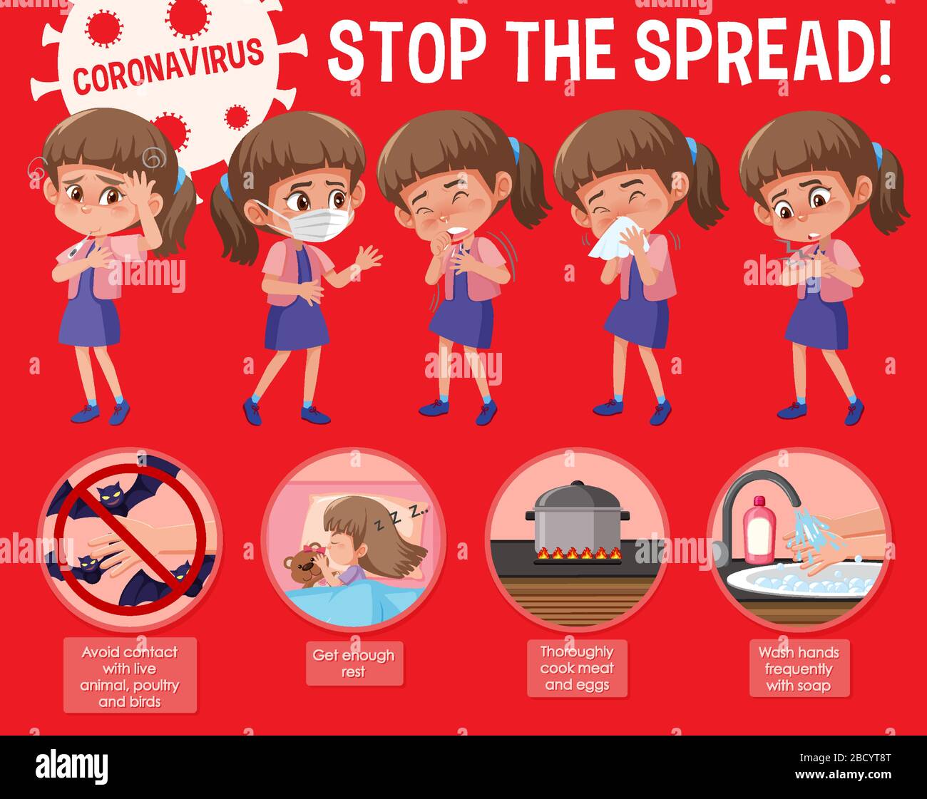 Coronavirus poster design with word stop the spread illustration Stock ...