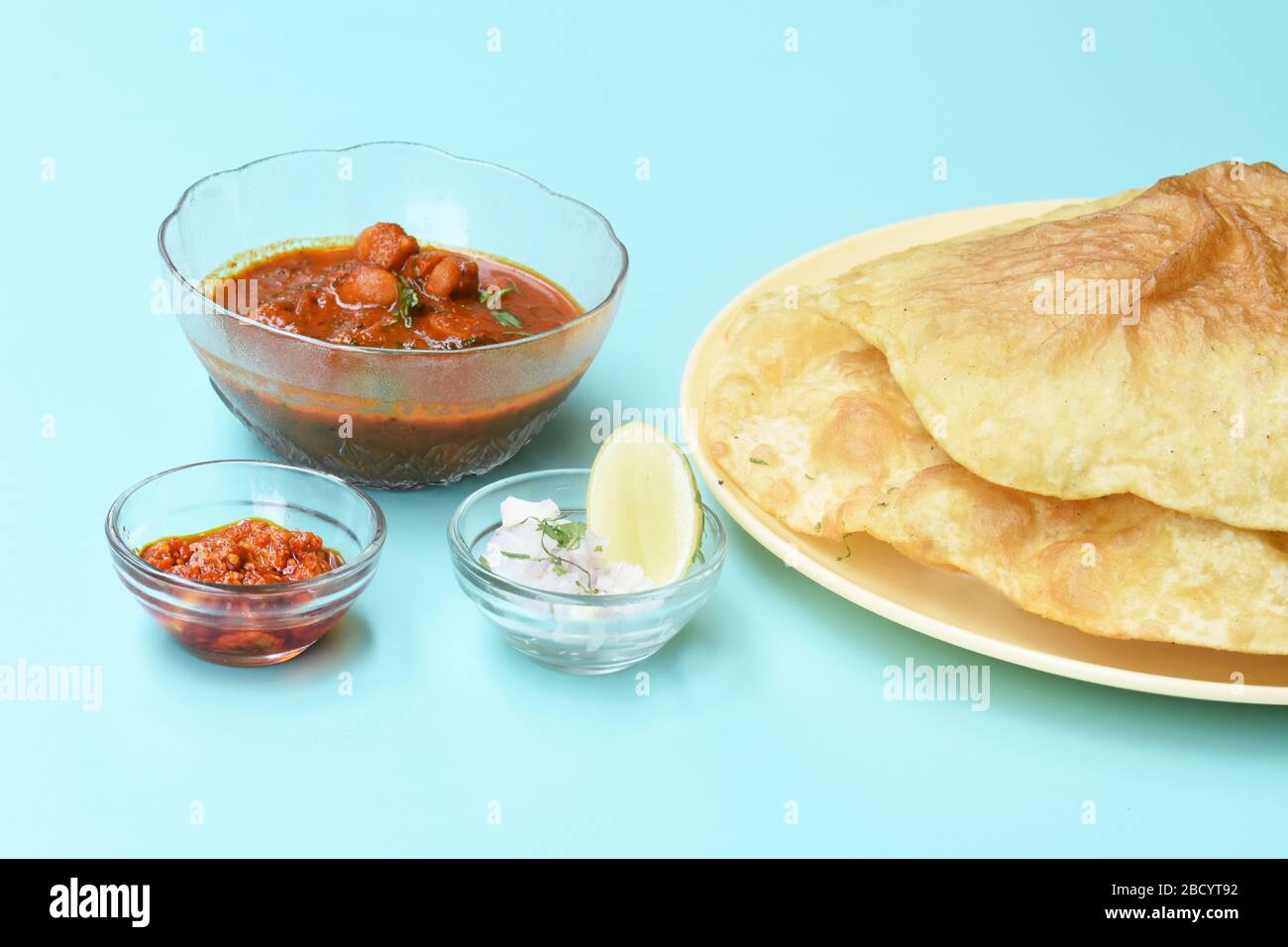 Indian dish spicy Chick Peas curry also known as Chole Bhatura and