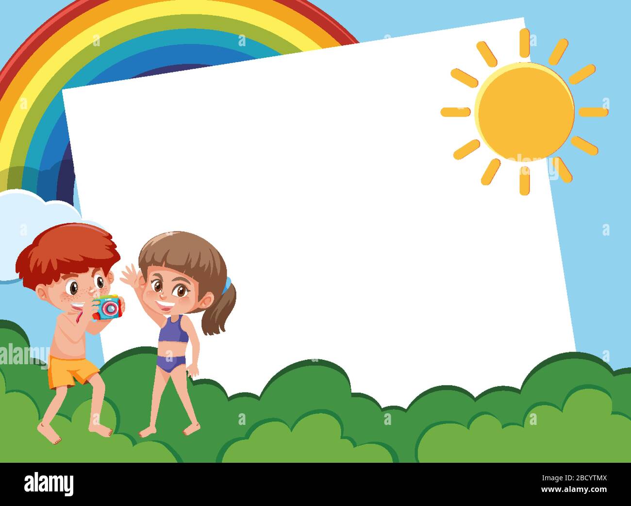 Background template design with kids in the garden illustration Stock  Vector Image & Art - Alamy