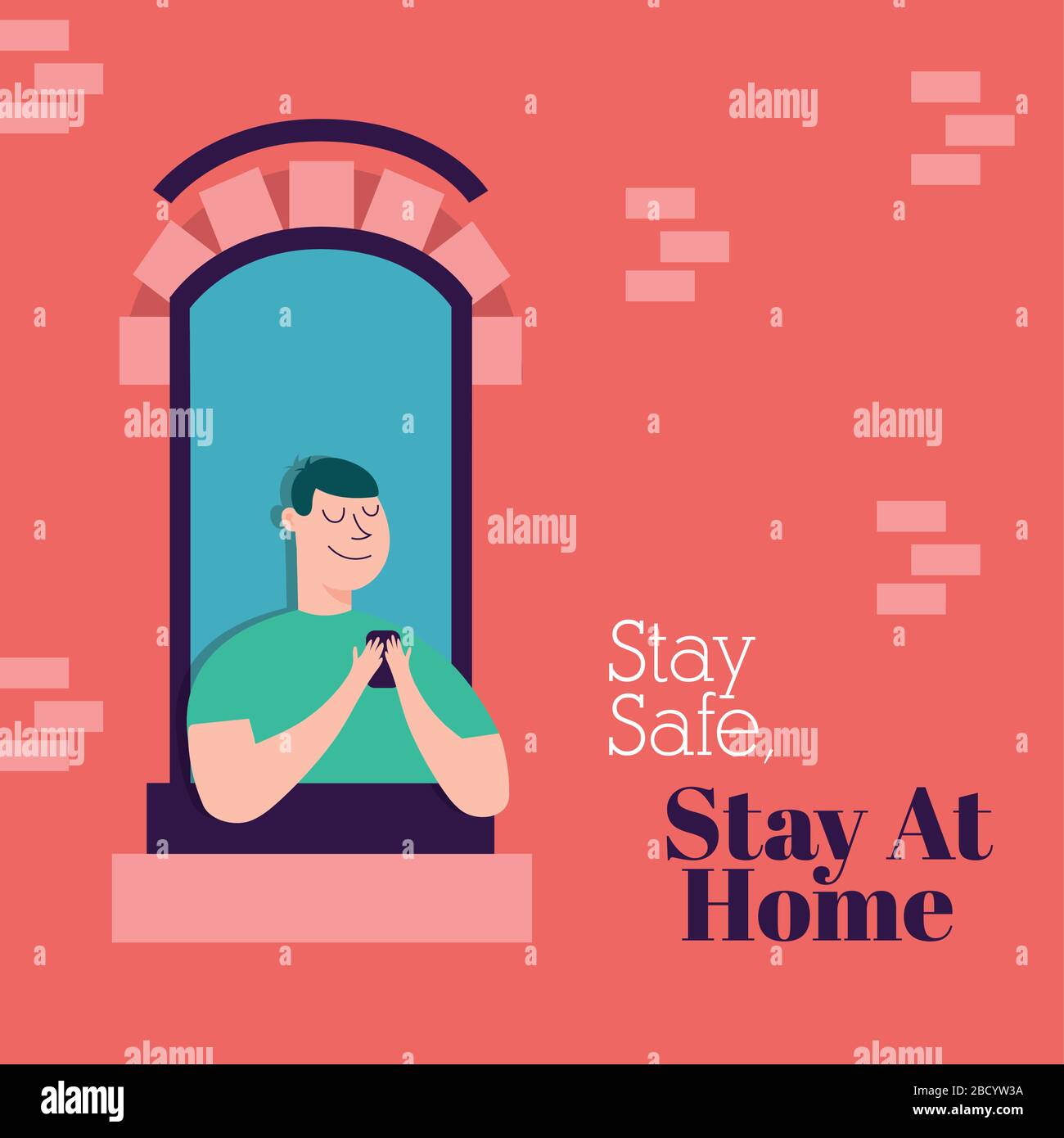 Man leaning out of window Stock Vector Images - Alamy
