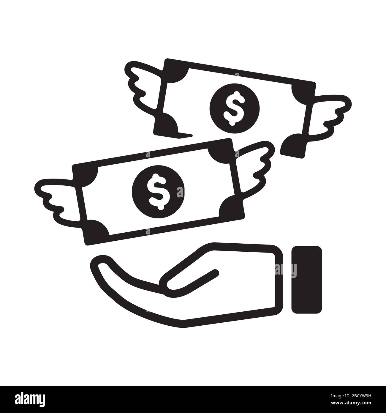 spending money / wasting money / flying money icon Stock Vector