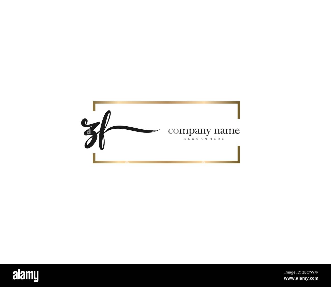ZF Initial Letter handwriting logo hand drawn template vector, logo for ...