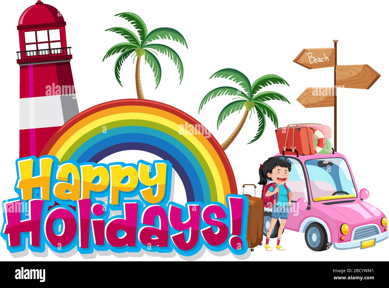 Font design template for word happy holidays on white background ...