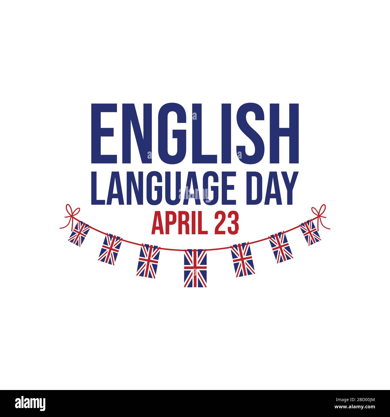 English language day banner vector image. Text with national flag of