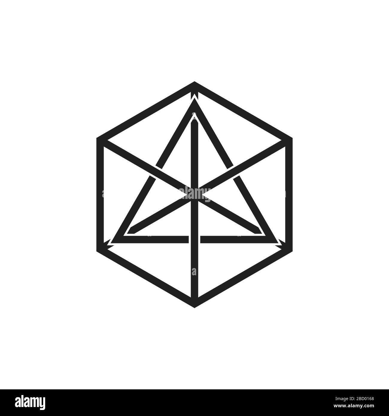 triangle hexagonal linked line logo vector Stock Vector