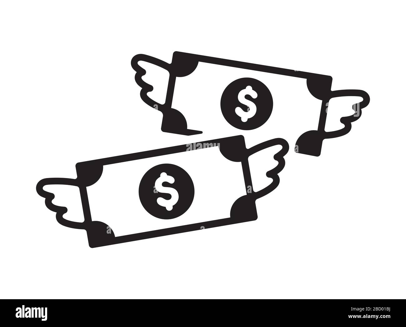 spending money / wasting money / flying money icon Stock Vector