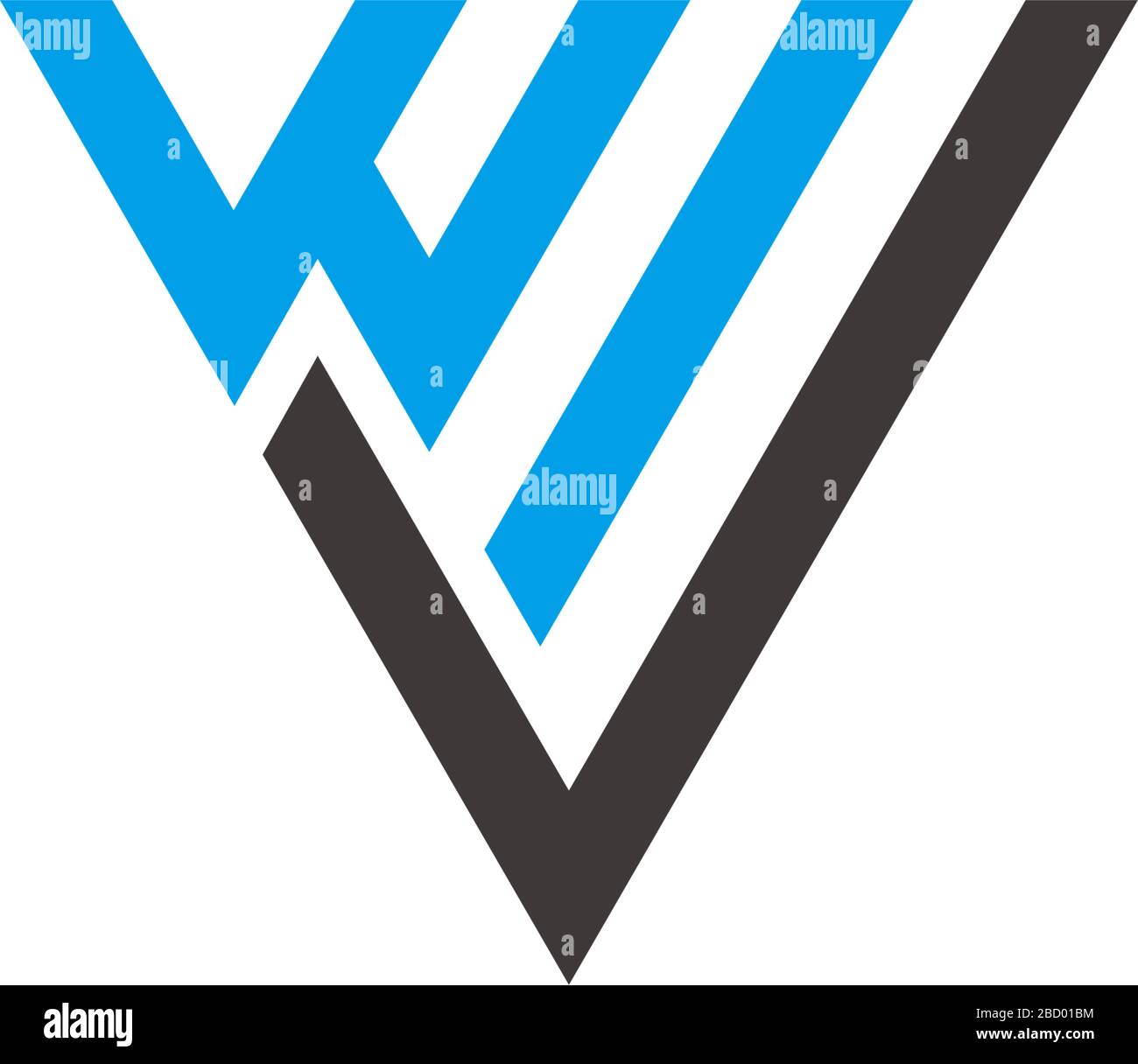 letter wv stripes geometric triangle logo vector Stock Vector