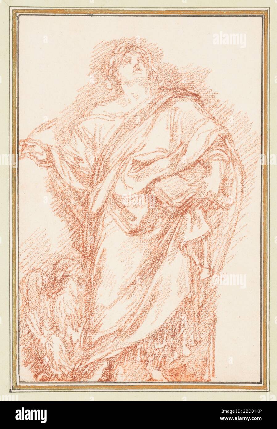 St John from St John Laterans Basilica. Research in ProgressDrawing after statue by Camillo Rusconi of St. John the Baptist from St. John Lateran's Basilica (S. Giovanni in Laterano). St. John's head is tilted upward. He holds an open book against his body in his left hand and holds a quill in his right. St John from St John Laterans Basilica Stock Photo
