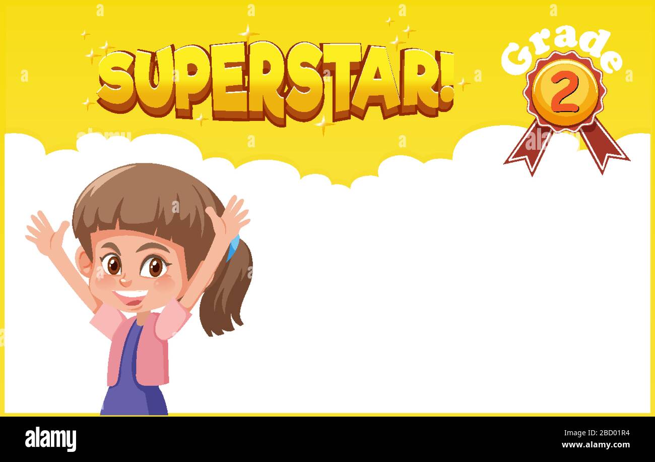 Background Template Design With Happy Girl And Word Superstar Illustration Stock Vector Image Art Alamy