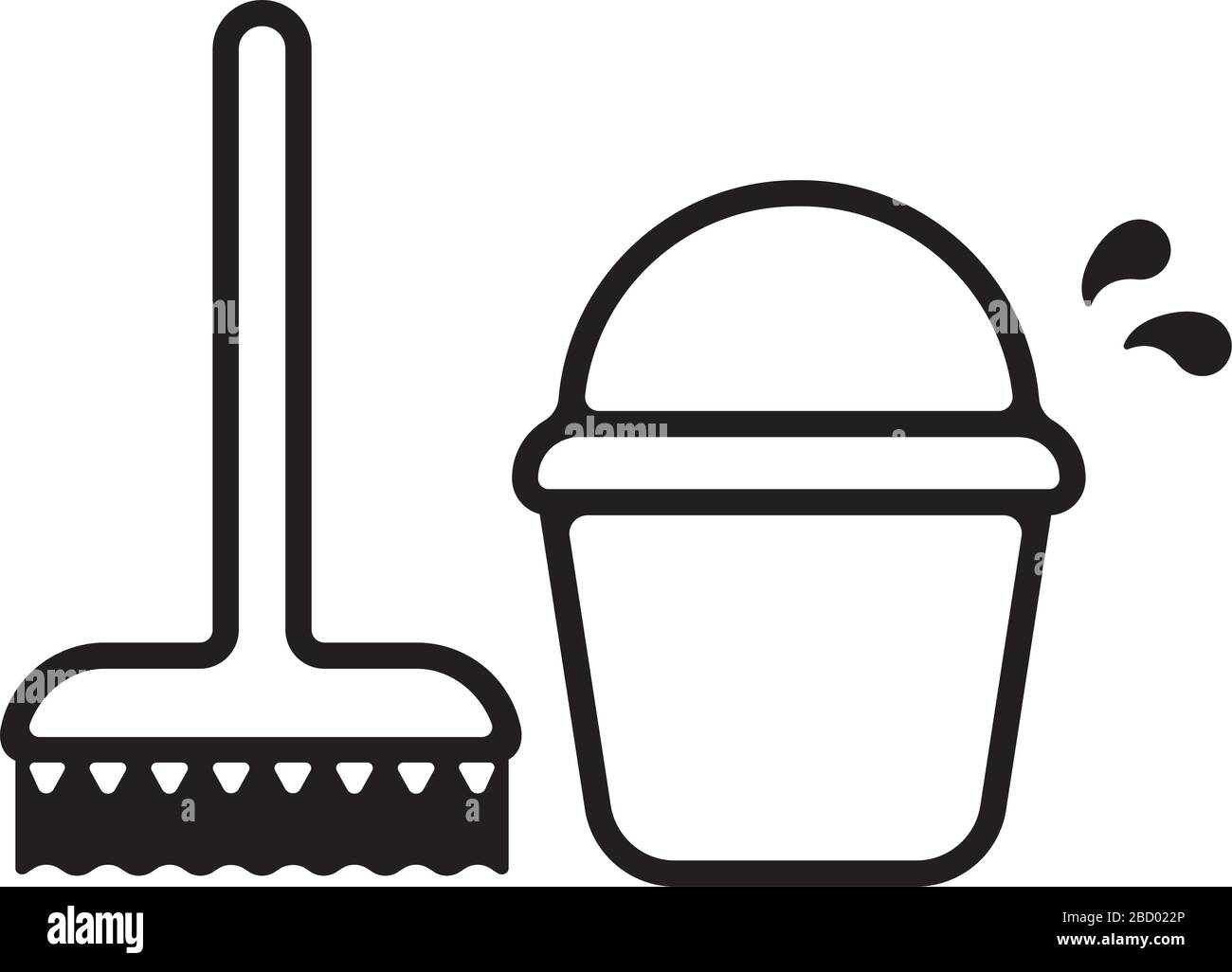brush/broom and bucket icon ( cleaning / sweep ) Stock Vector