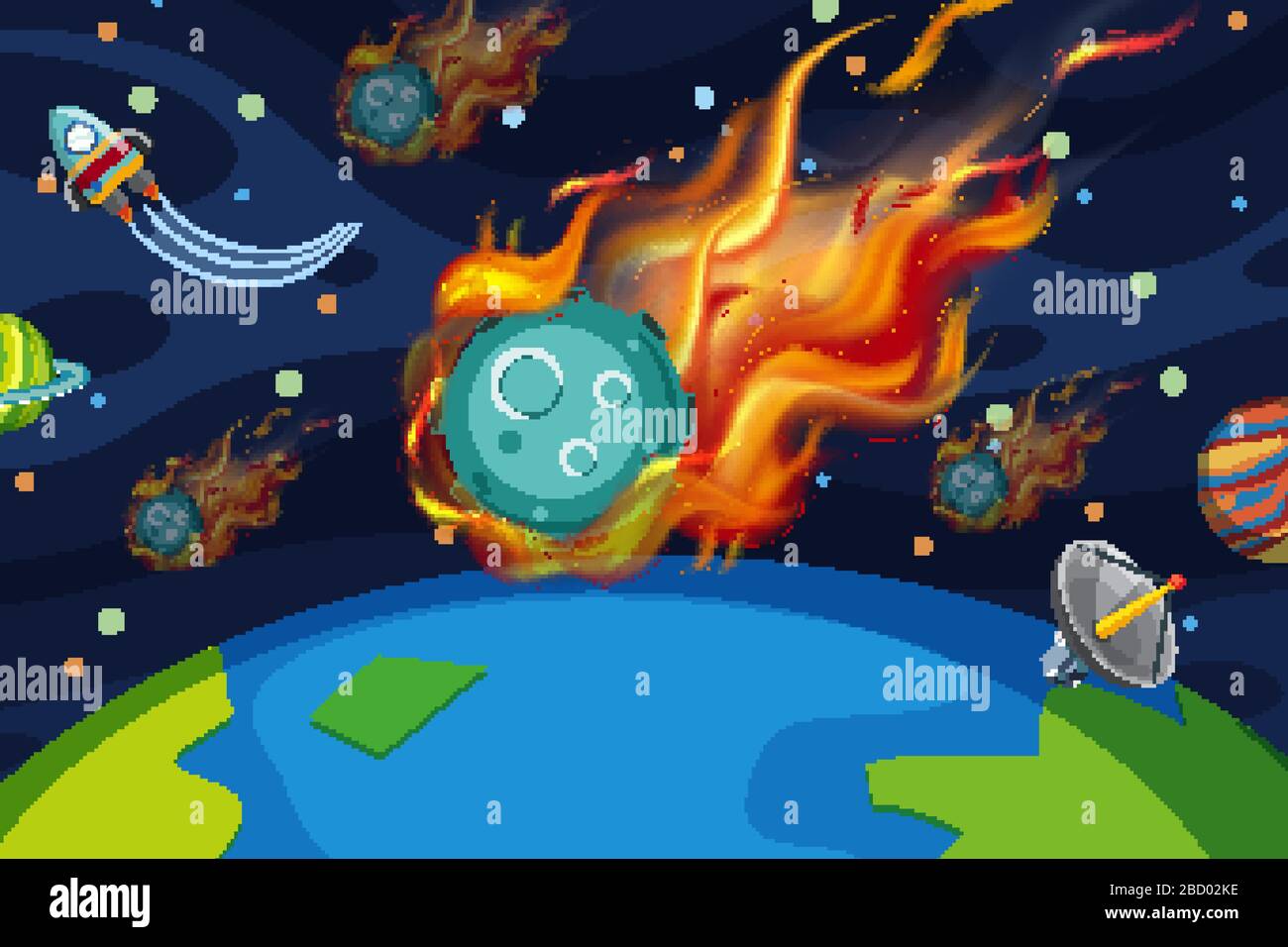 Background scene with asteroid flying in the space illustration Stock ...
