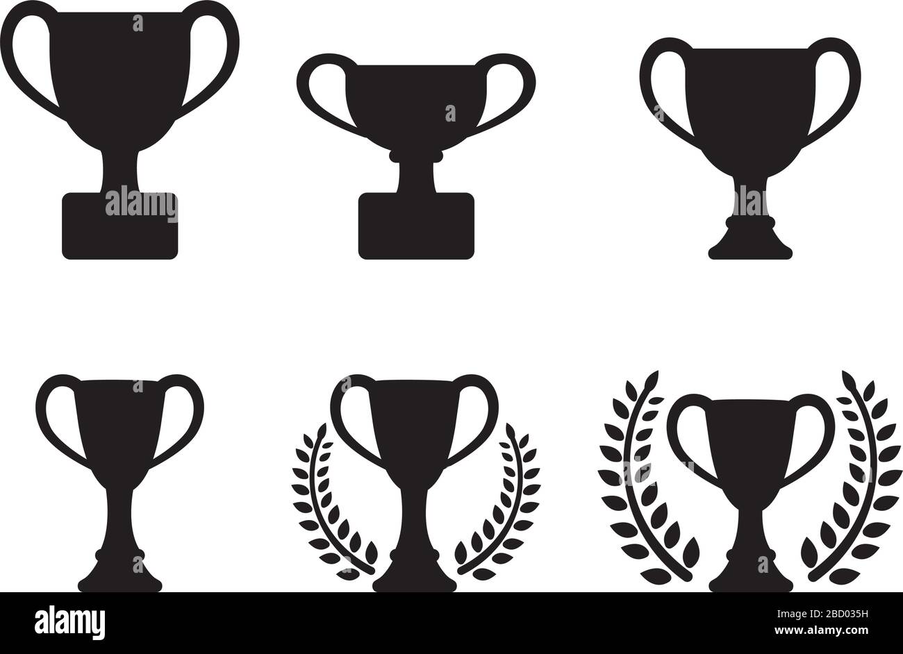 Trophy cup silhouette icon set. Stock Vector