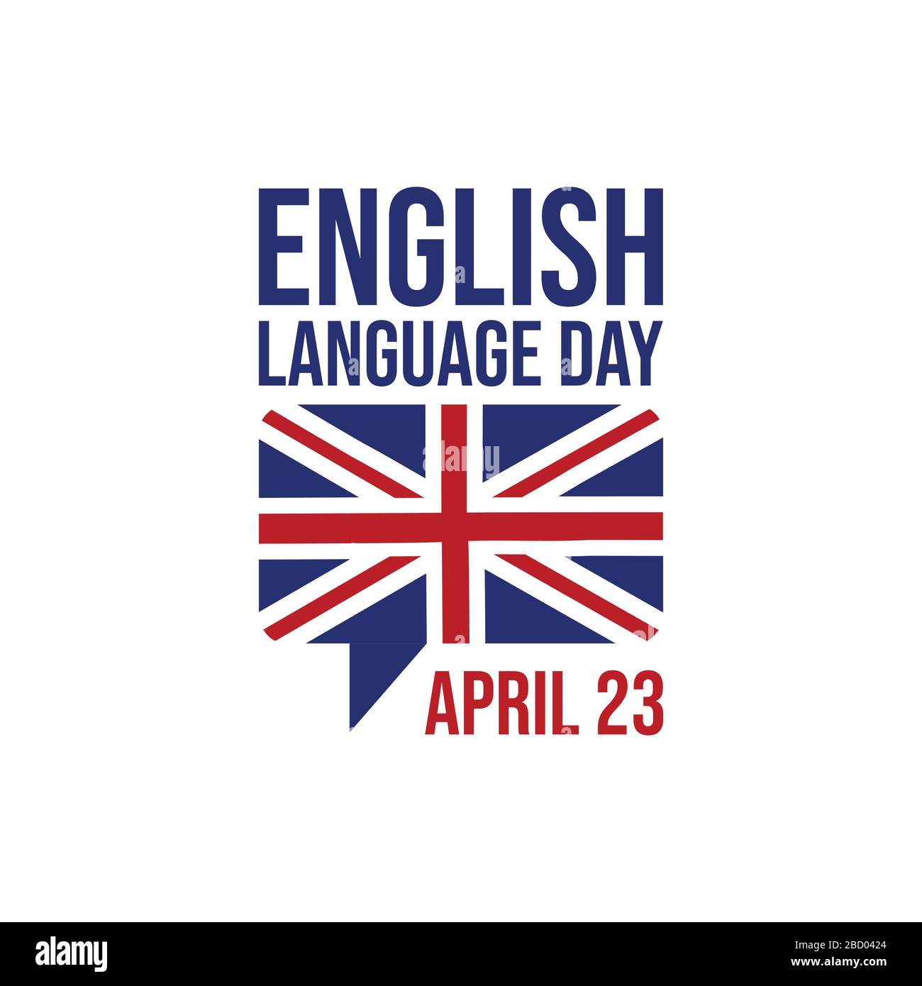 English language day banner vector image. Text with national flag of the United Kingdom Stock Vector