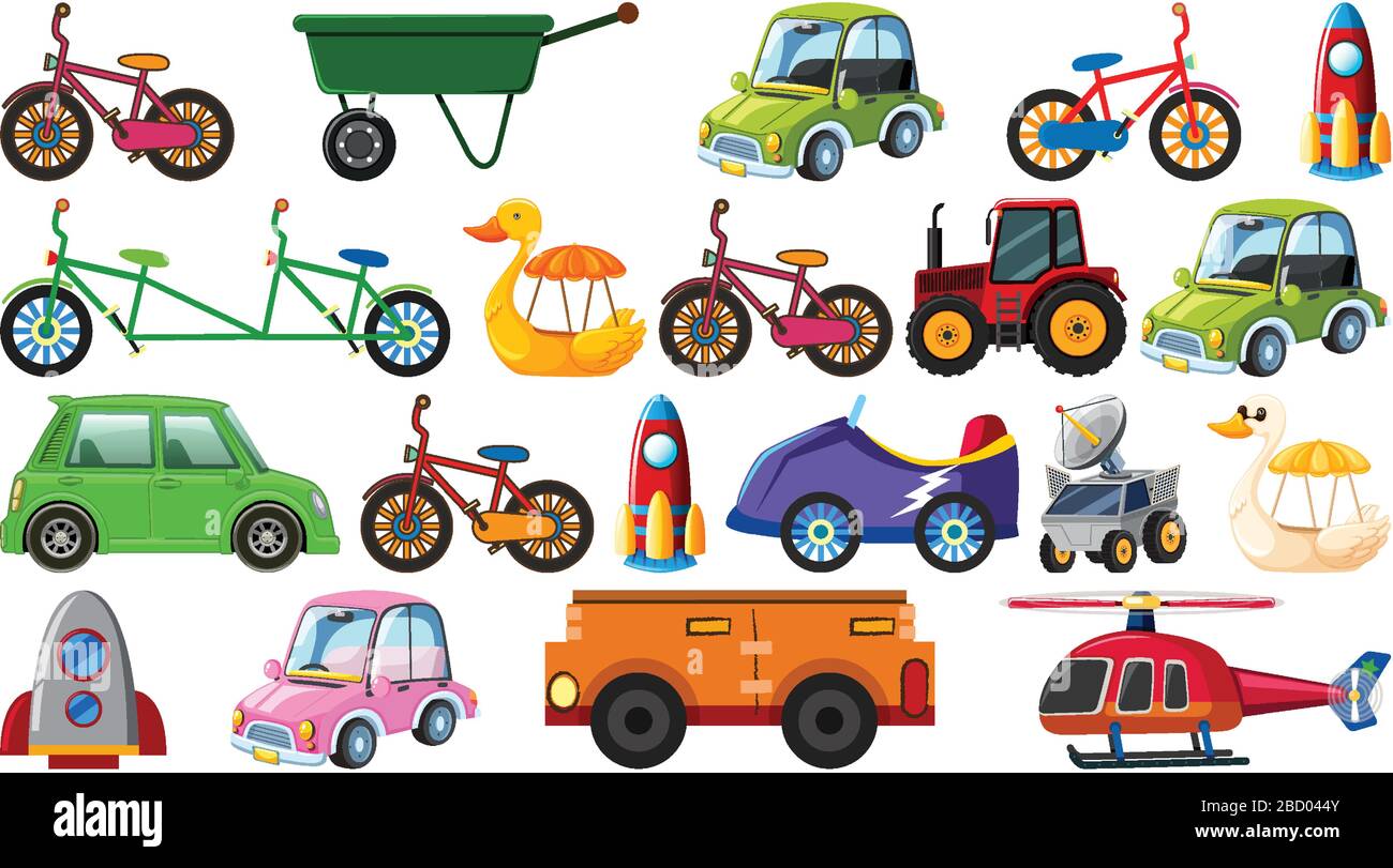 Set of different types of transportation on white background illustration  Stock Vector Image & Art - Alamy