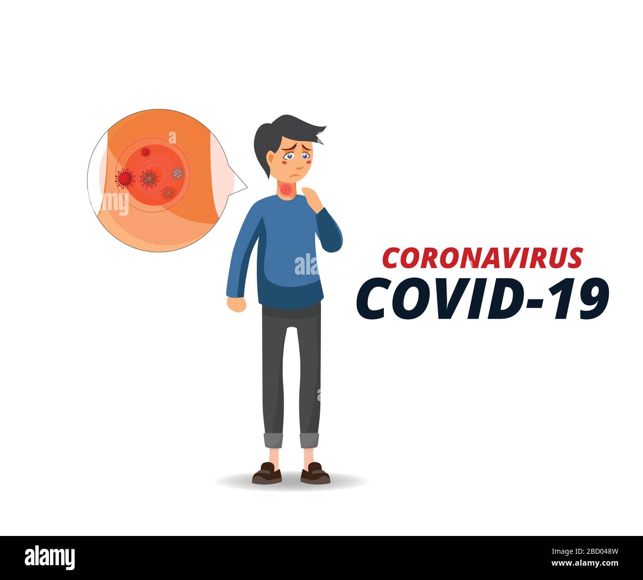 Coronavirus covid19 disease is a dangerous to health in this cases virus effect to human body and  influenza as flu. 3D human body with corona virus v Stock Vector