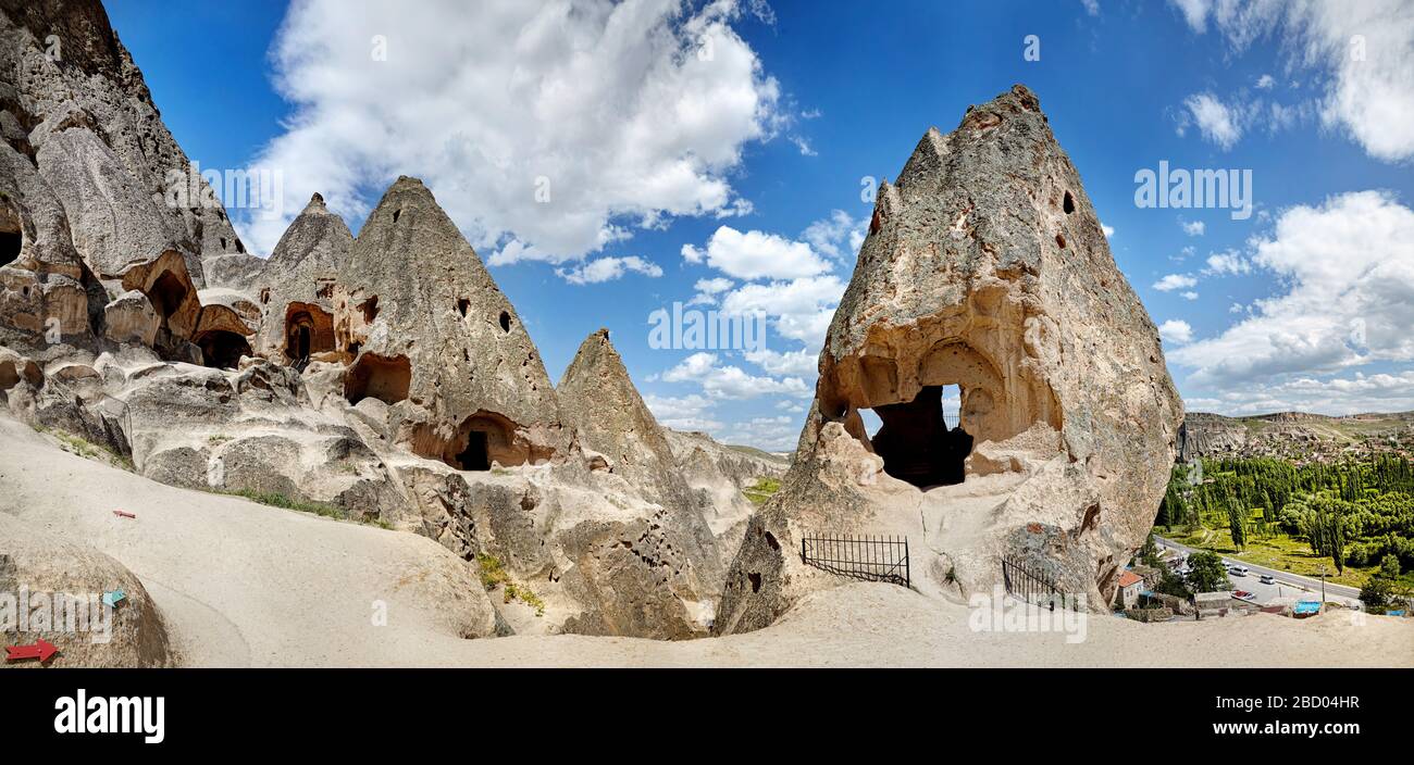 Ancient Monastery in the rock in Goreme open air Museum in Cappadocia, Turkey Stock Photo