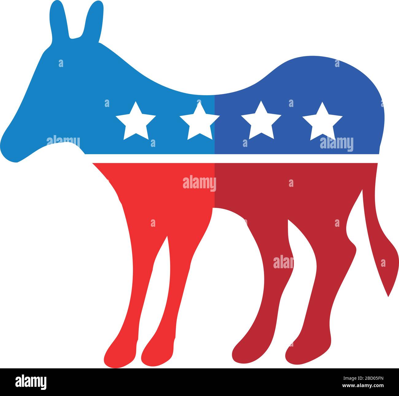 donkey with usa flag flat detailed style Stock Vector
