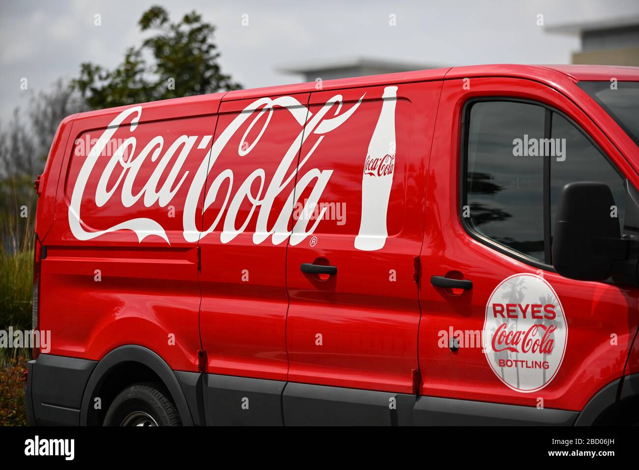 Vans branded with Coca-Cola logos sit outside a Coca-Cola Bottling  building, Saturday, April 4, 2020, in Rancho Cucamonga, California, USA.  (Photo by IOS/Espa-Images Stock Photo - Alamy