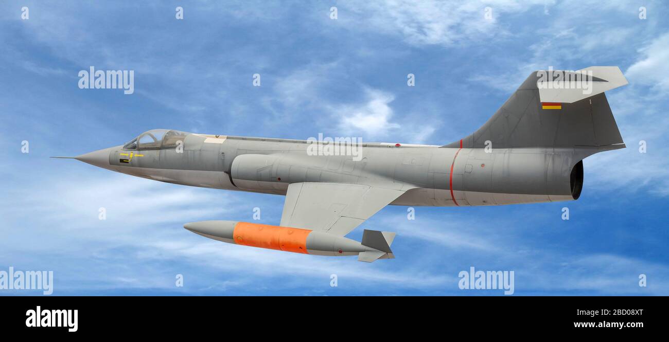 a Starfighter F-104 in front of slightly clouded sky Stock Photo