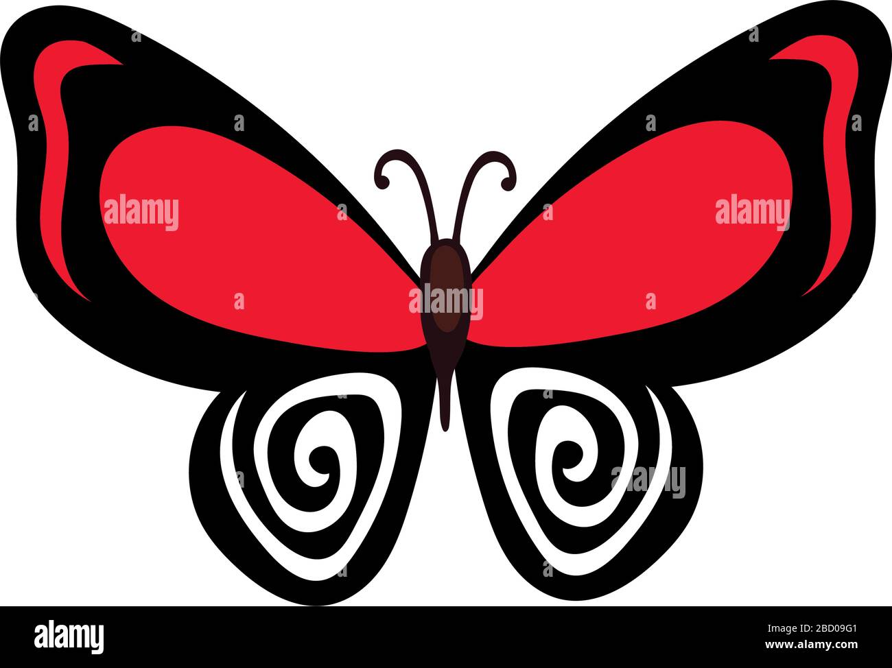 beautiful butterfly insect red flat style icon Stock Vector Image & Art ...
