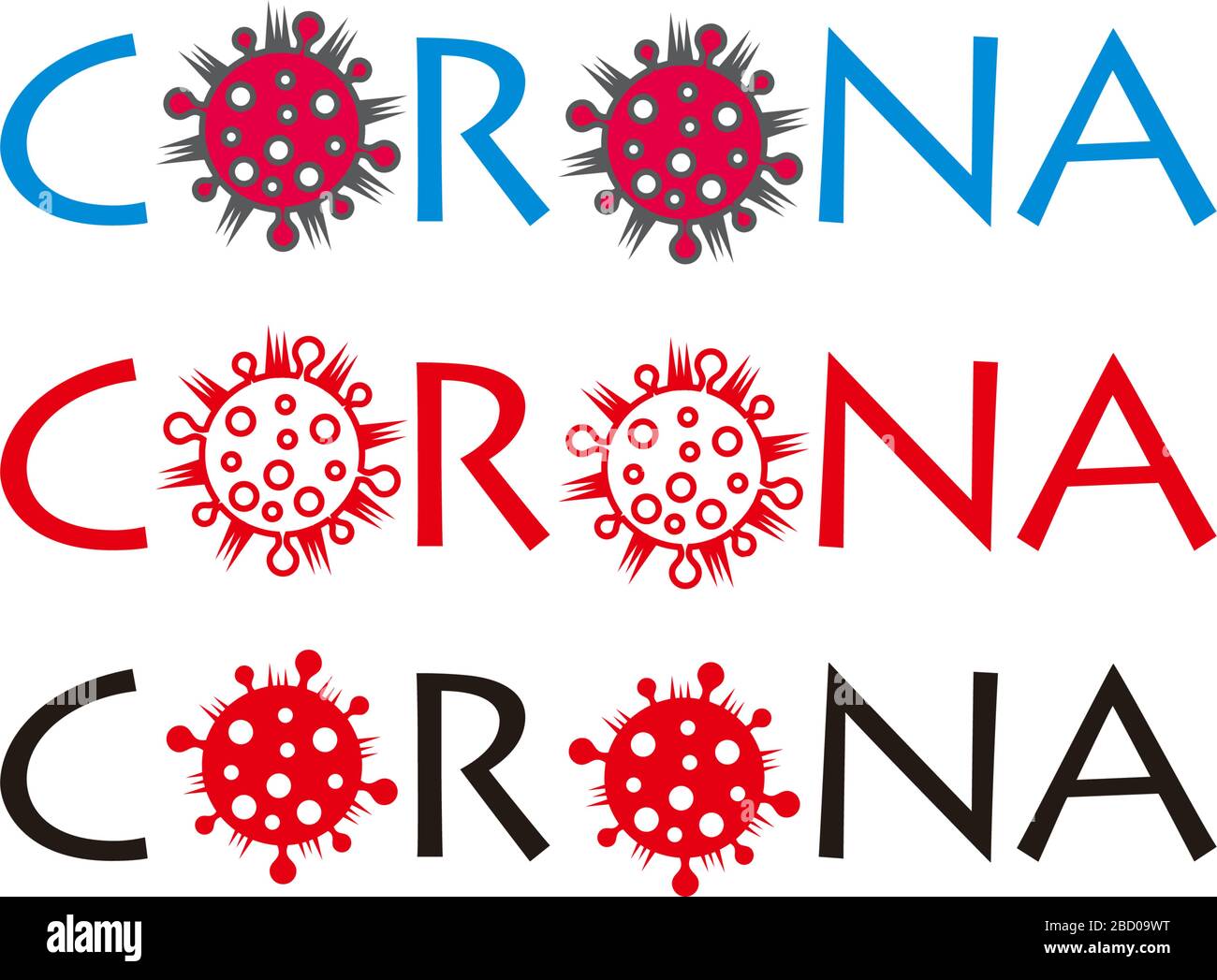 text corona set with virus symbol decoration vector Stock Vector