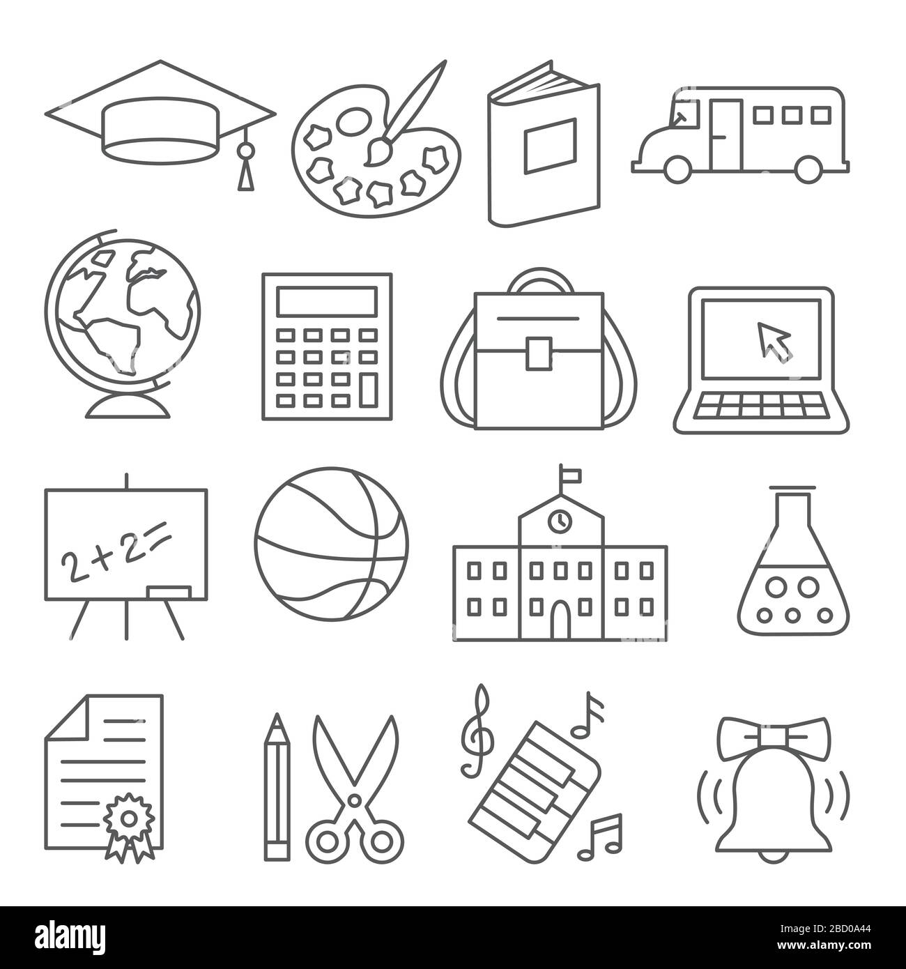 School and Education Line Icons on white background Stock Vector Image ...
