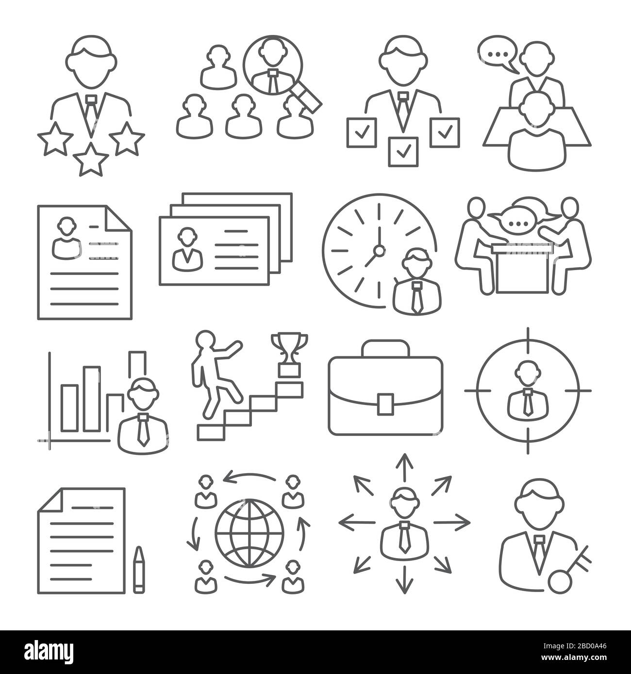 Head Hunting Line Icons on white background Stock Vector