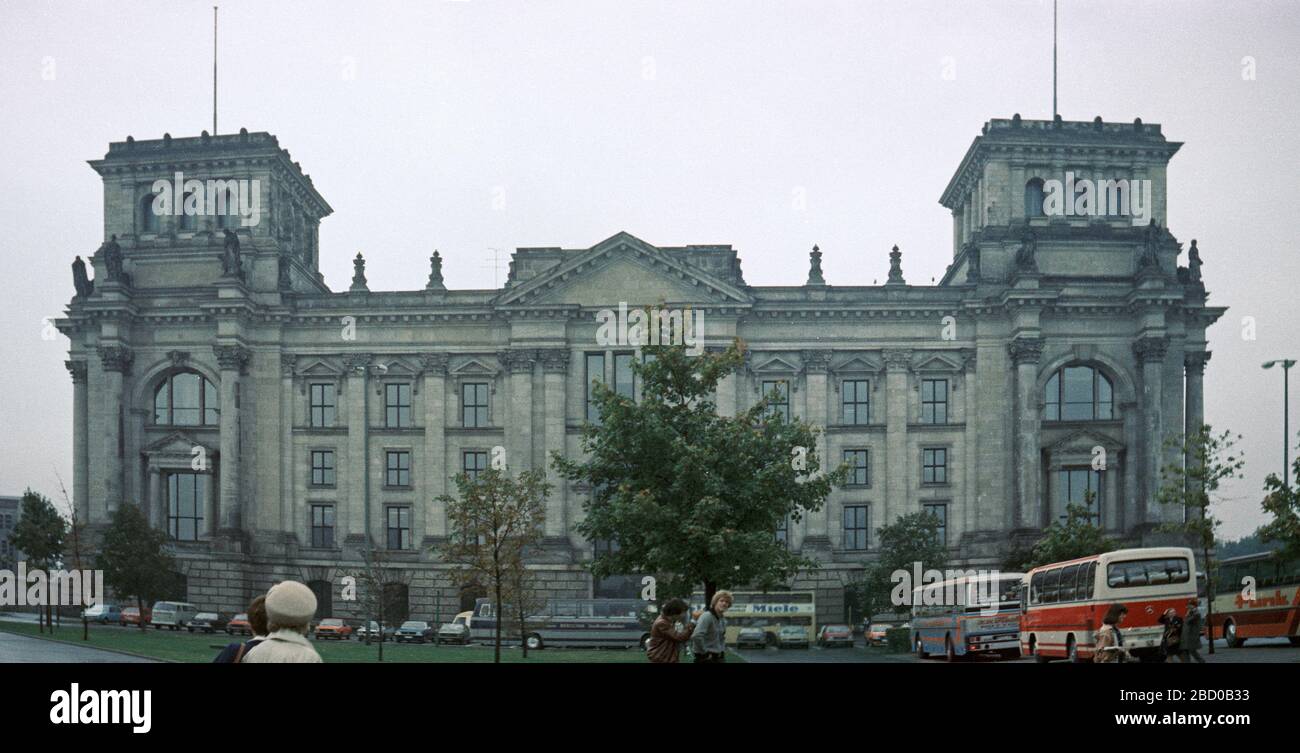 Reichstag Building, October 1980, West Berlin, West Germany Stock Photo