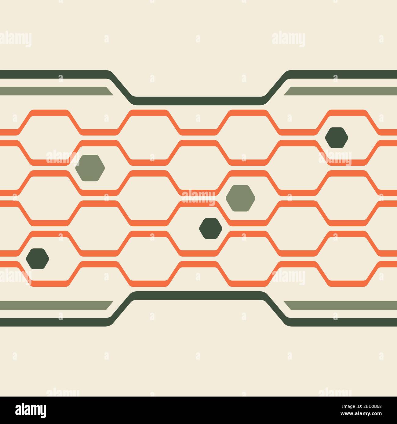 Digital honeycomb vector seamless pattern. Abstract hexagon techno background Stock Vector