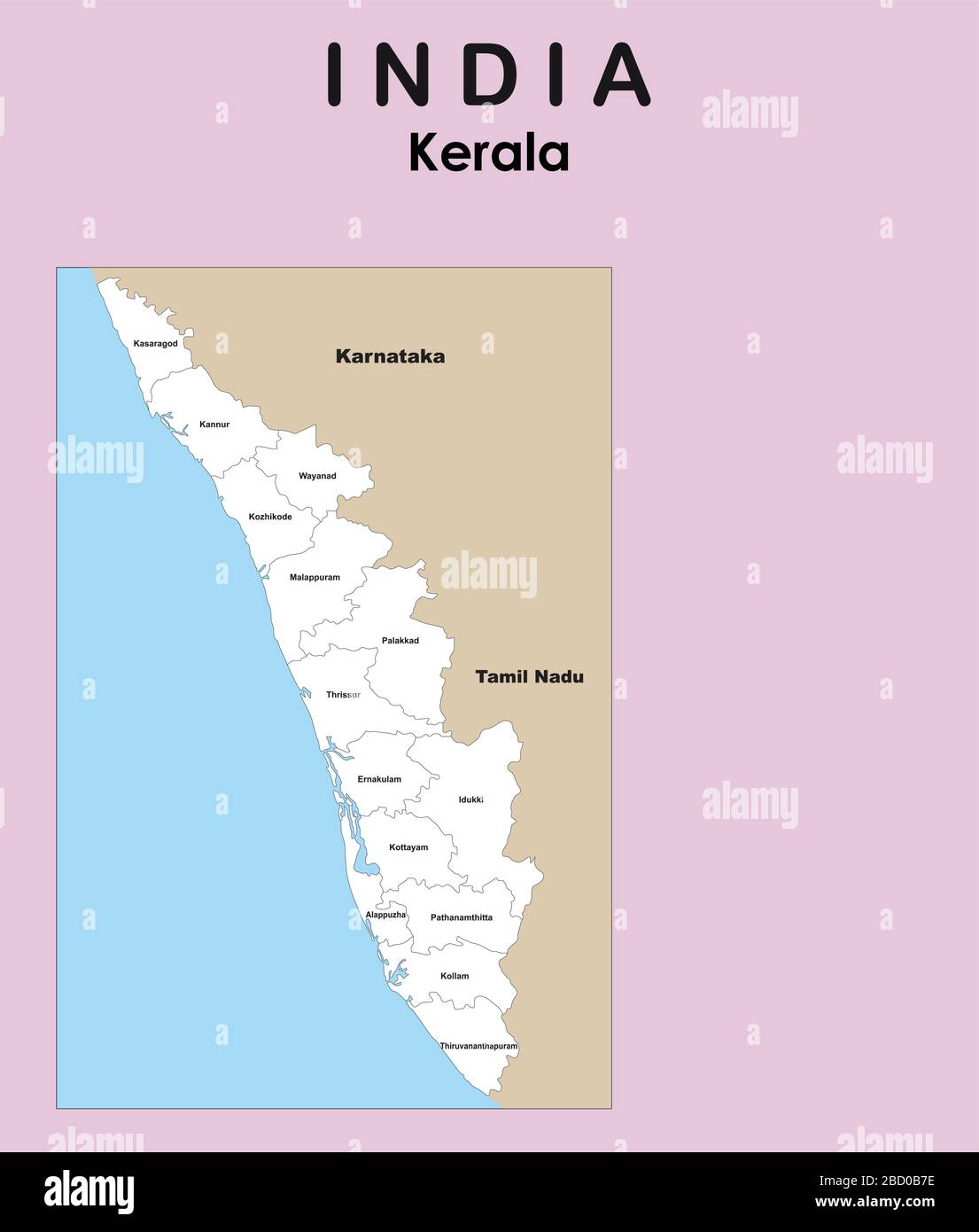 Kerala Map With Borders Kerala Map With Borders Vector Illustration. Kerala Map Stock Vector Image  & Art - Alamy