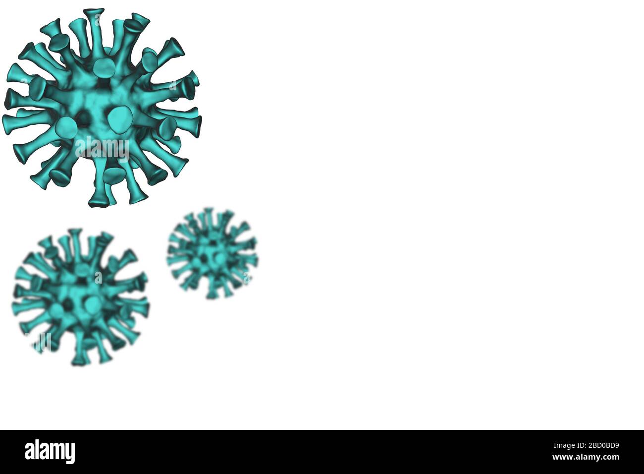 3d model of a corona virus coronavirus covid 19 RNA virus against a plain background allowing room for text Stock Photo