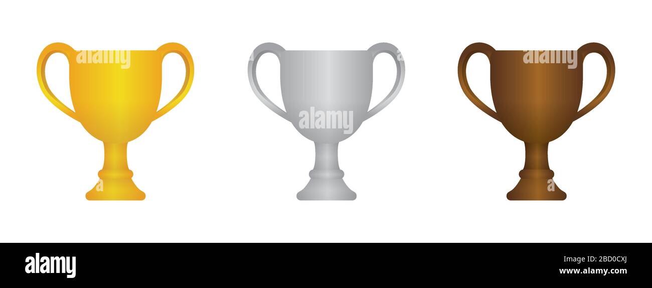 Trophy cup icon illustration set. gold/silver/bronze (from 1st place to 3rd place) Stock Vector