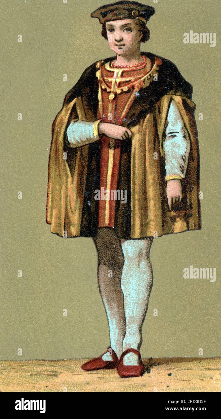 Portrait de Charles VIII (1470-1498) roi de France (Charles VIII of France) Chromolithographie de la fin du 19eme siecle Collection privee Stock Photo