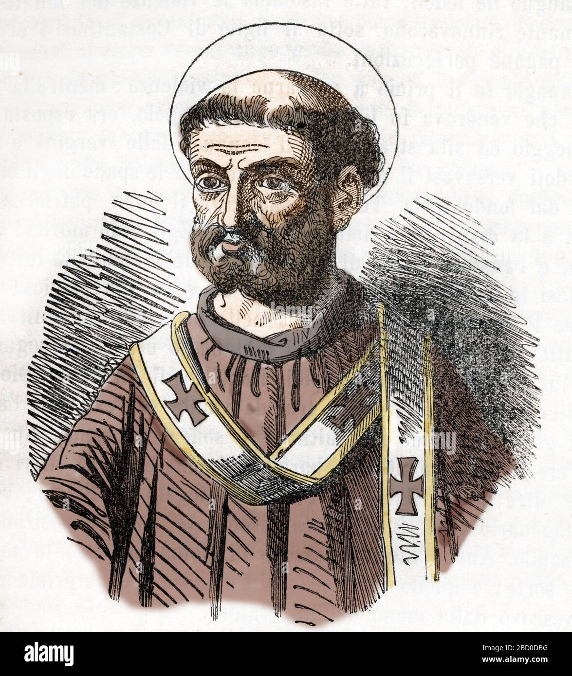 Portrait du pape Libere (Liberius) (352-366) Gravure tiree de 'I misteri del vaticano' de Franco Mistrali 1843 Collection privee Stock Photo