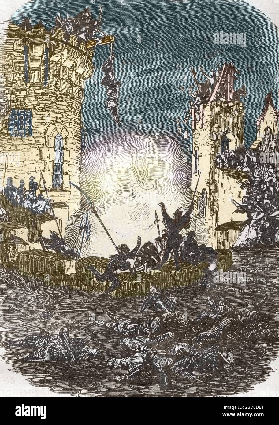 Grande jacquerie de 1358, soulevement paysan lors de la guerre de Cent ans - (Jacquerie, popular revolt in late medieval Europe led by peasants that t Stock Photo