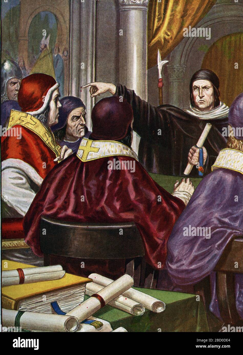 Querelle des investitures (1075-1122) : un synode d'eveques germaniques, conseillers de l'empereur Henri IV, reuni a Worms en janvier 1076 demande au Stock Photo