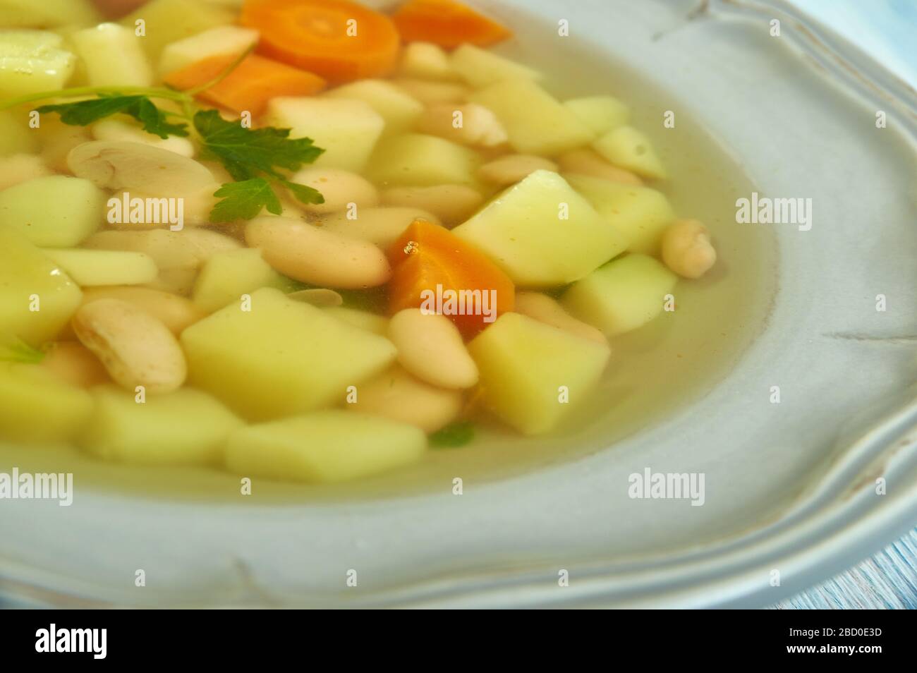 Roman lardo Bean soup, Italian cuisine close up Stock Photo Alamy