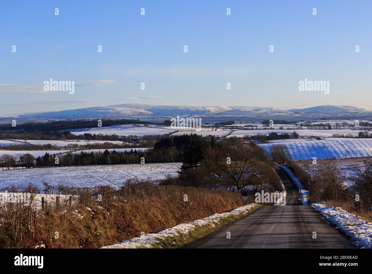 View over snow covered Scottish hills Stock Photo