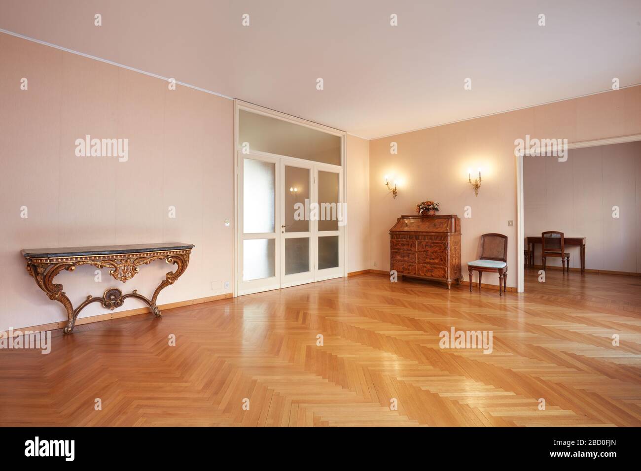 Large room with antiquities in apartment interior Stock Photo