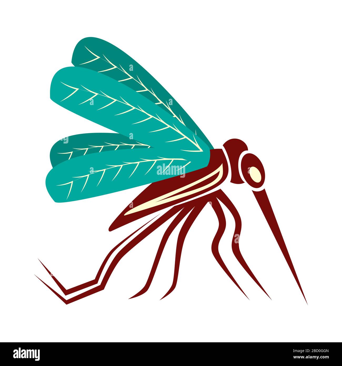 Vector Mosquito close up side view isolated on white background Stock Vector
