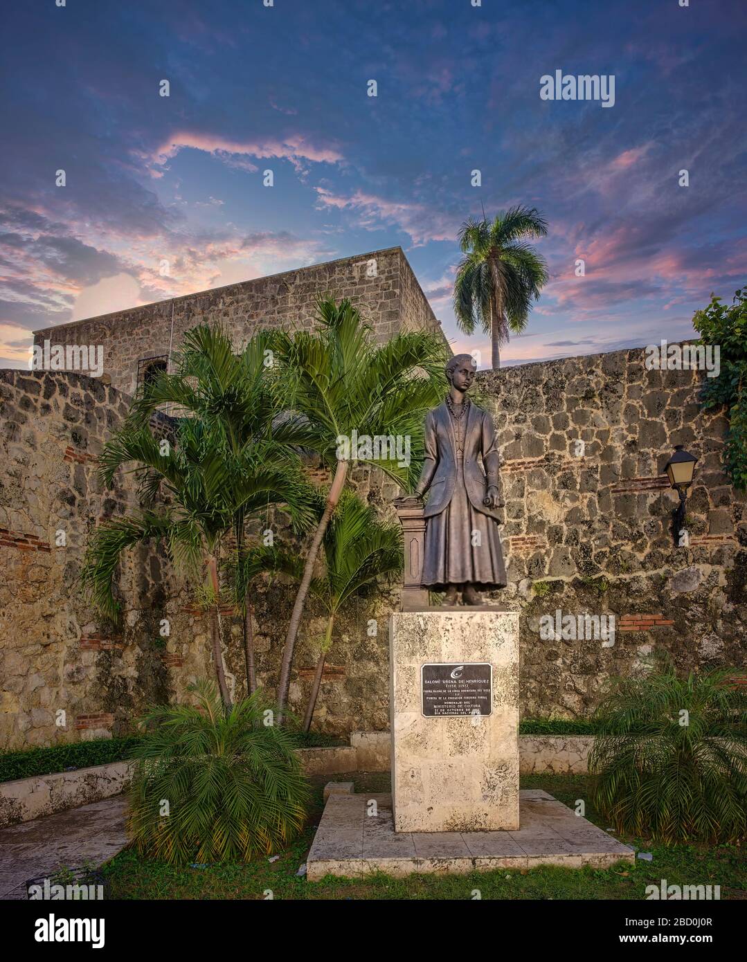 The Statue of Salomé Ureña de Henríquez. Located in the Plaza de la Poesía, colonial area of Santo Domingo, Dominican Republic Stock Photo