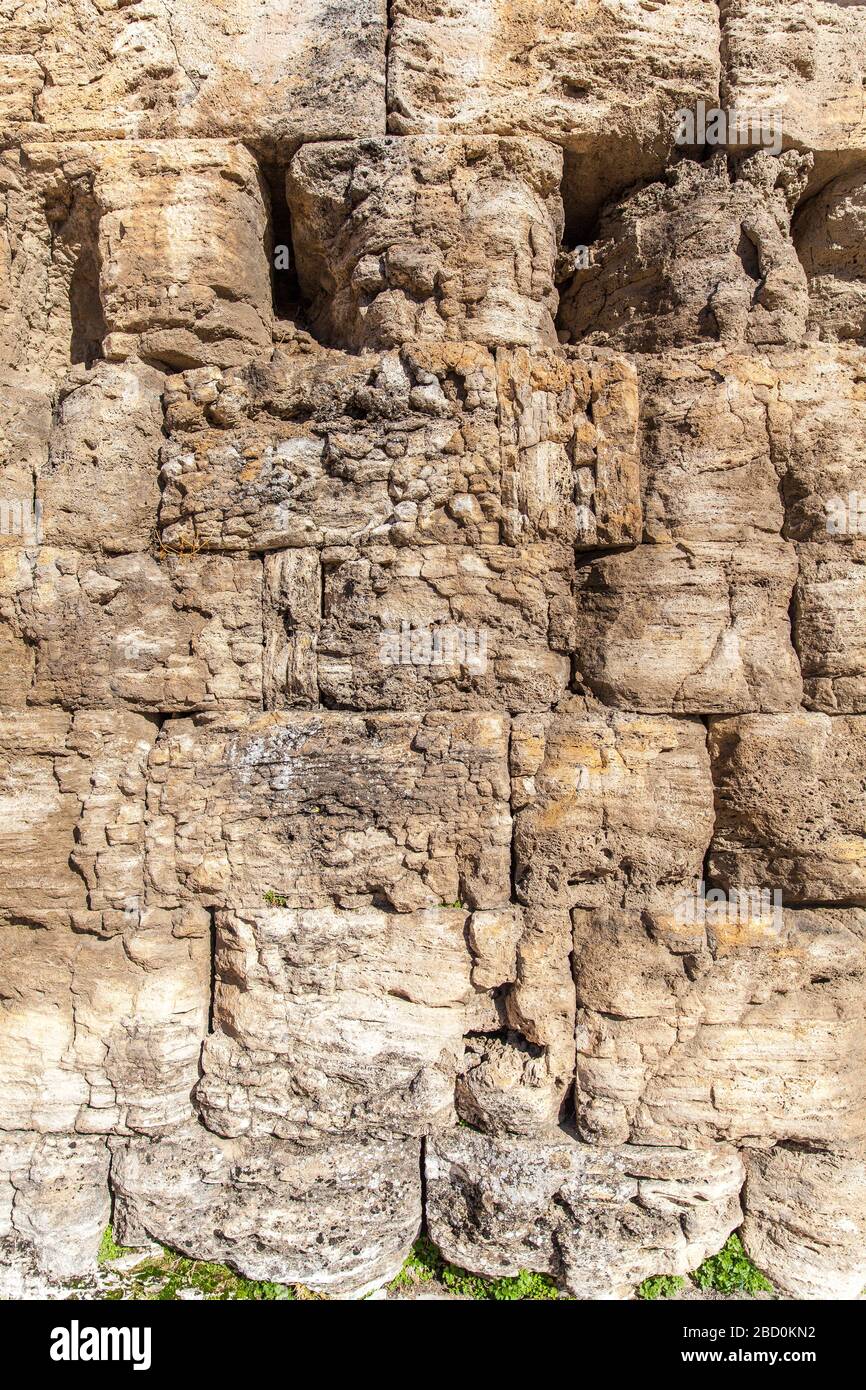 old ancient walls, Hierapolis, Pamukkale, Turkey. Stock Photo