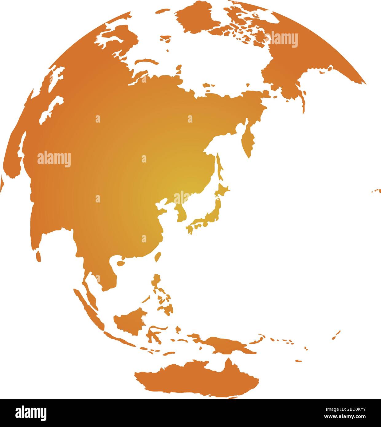 world map illustration (globe / sphere). focus on Japan and east asia