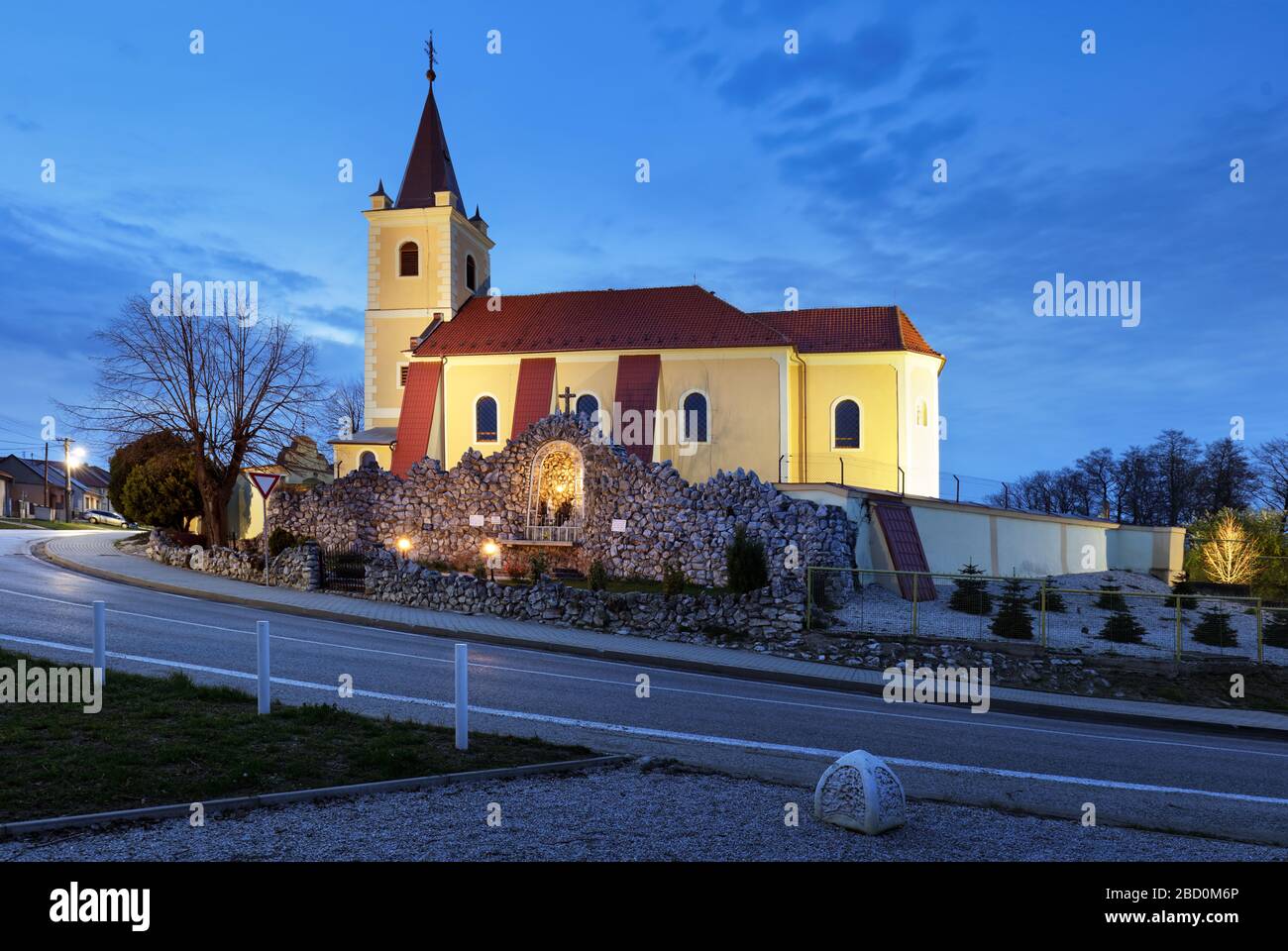 Church in village Blatne - Slovakia at night Stock Photo