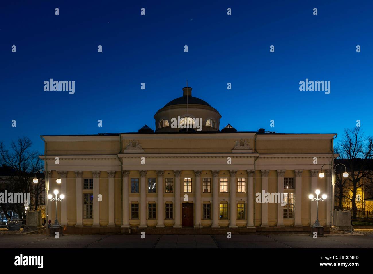 National library building in Helsinki dusk with no people Stock Photo