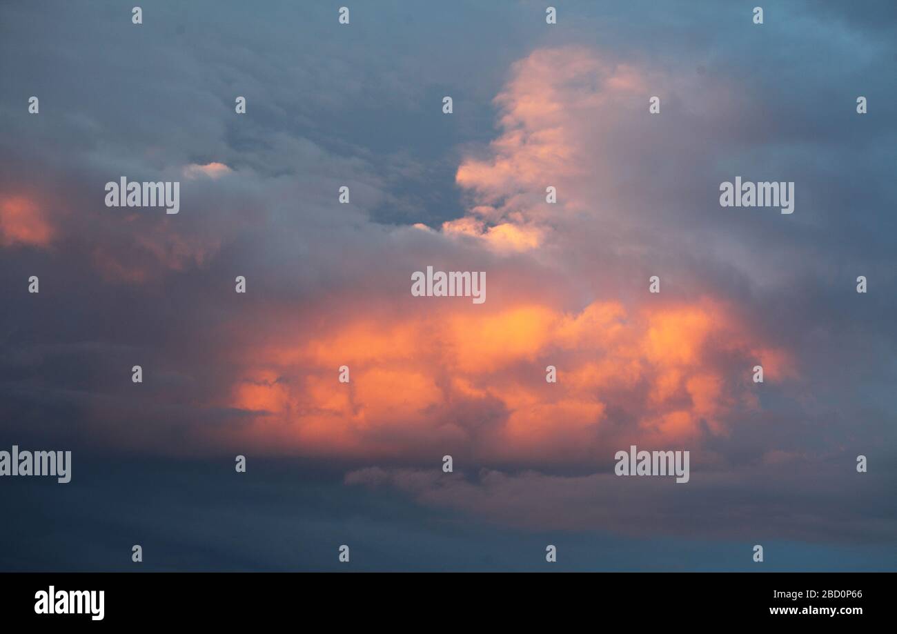 Cumulus clouds at sunset Stock Photo - Alamy