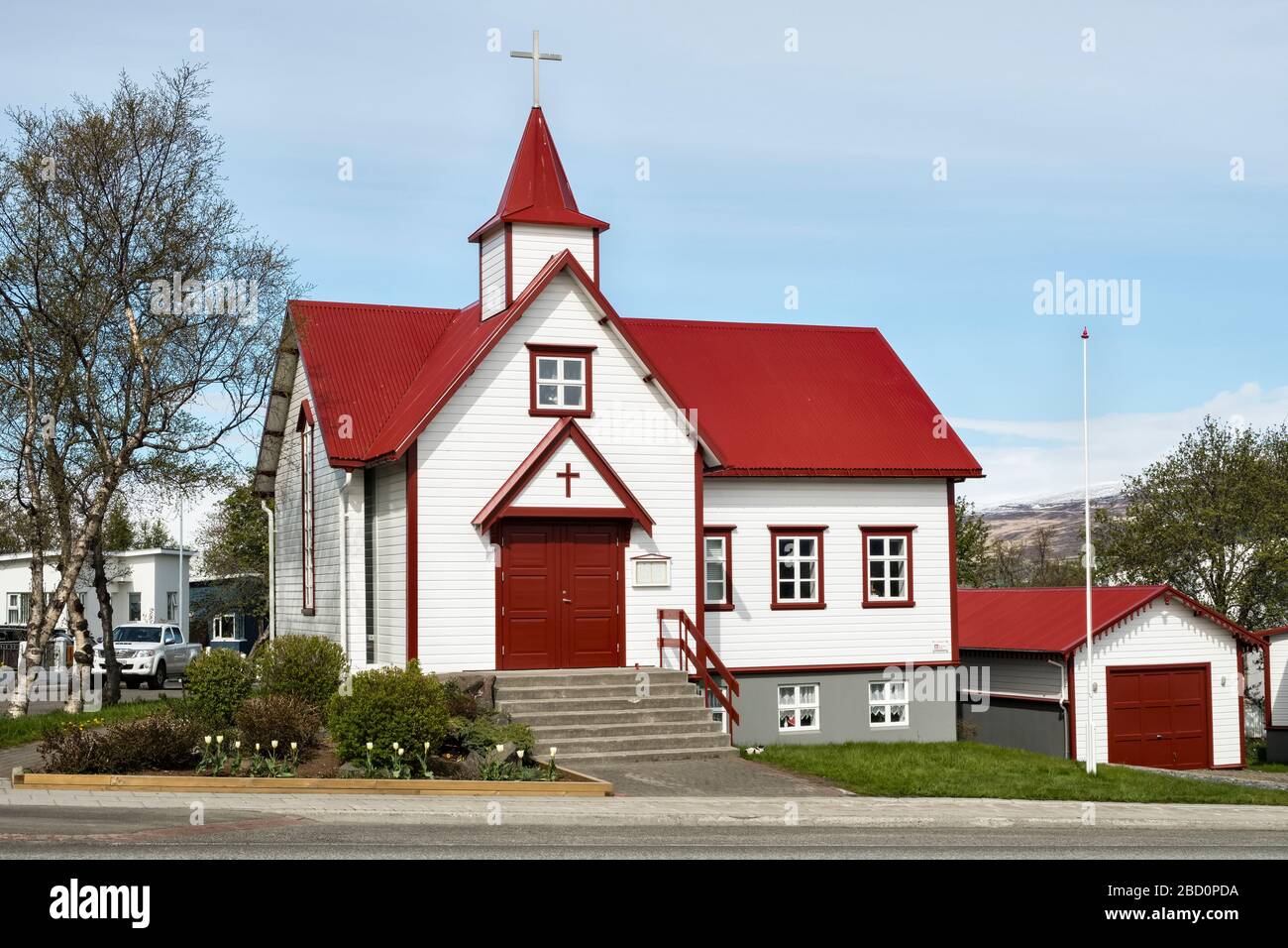 A typical wooden church in Akureyri, north Iceland Stock Photo Alamy
